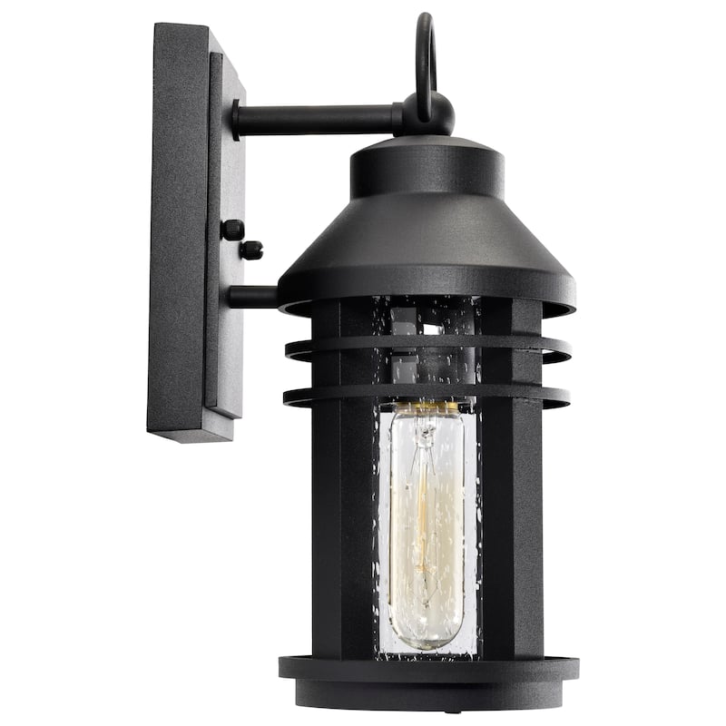 Wilton 1 Light Small Wall Lantern Matte Black with Clear Seeded Glass