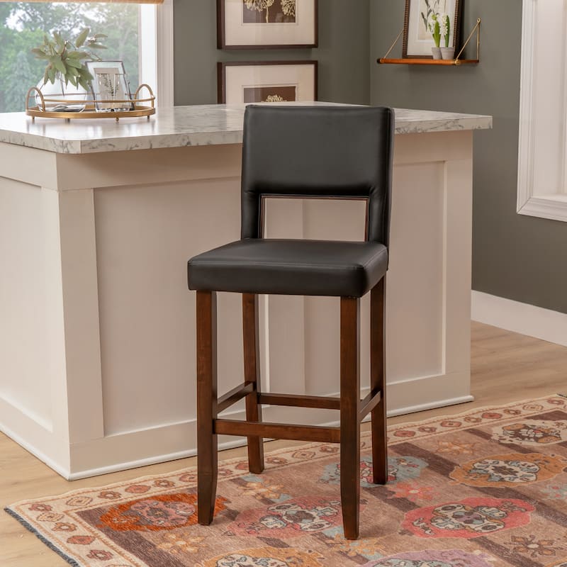 Linon Warren Faux Bar Stool - Black