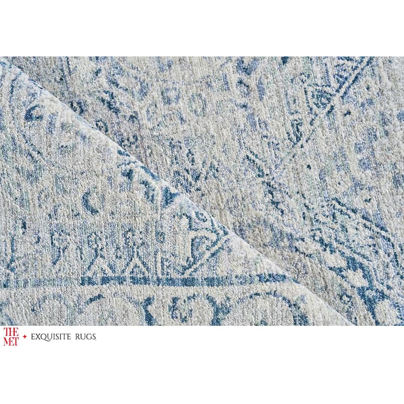 The Met X Exquisite Rugs Vintage Looms Light Blue/Blue Area Rug.