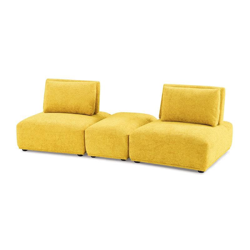 Stavan Modular Curved 2 Seat Sofa, Ottoman, Yellow Adjustable Back