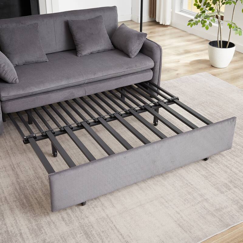 66 Inch Sleeper Sofa Bed Adjustable Sleeper With Pullout Bed 4 Pillows And Side Pockets Soft Convertible