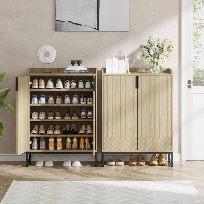 25 Pair Shoe Storage Cabinets with Doors for Bedroom Hallway Living Room