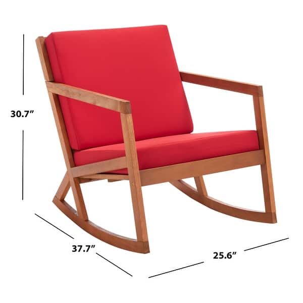 dimension image slide 0 of 6, SAFAVIEH Outdoor Patio Furniture Vernon Rocking Chair w/ Cushion - 25.6" W x 37.7" D x 30.7" H