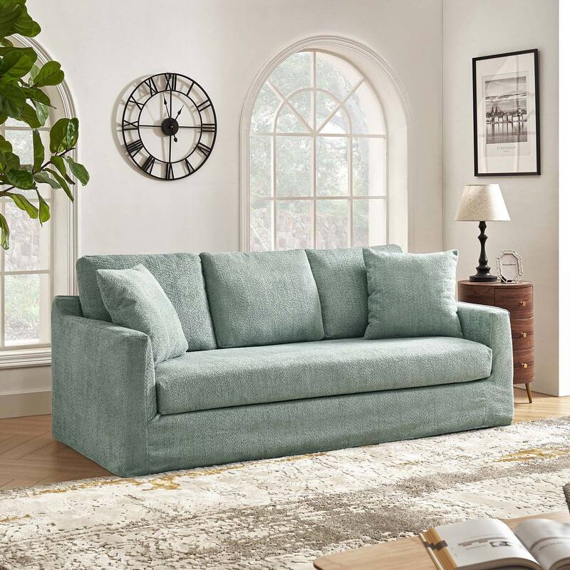 Riccardo 85" Modern Slipcovered Sofa with Square Flange Arm by HULALA HOME