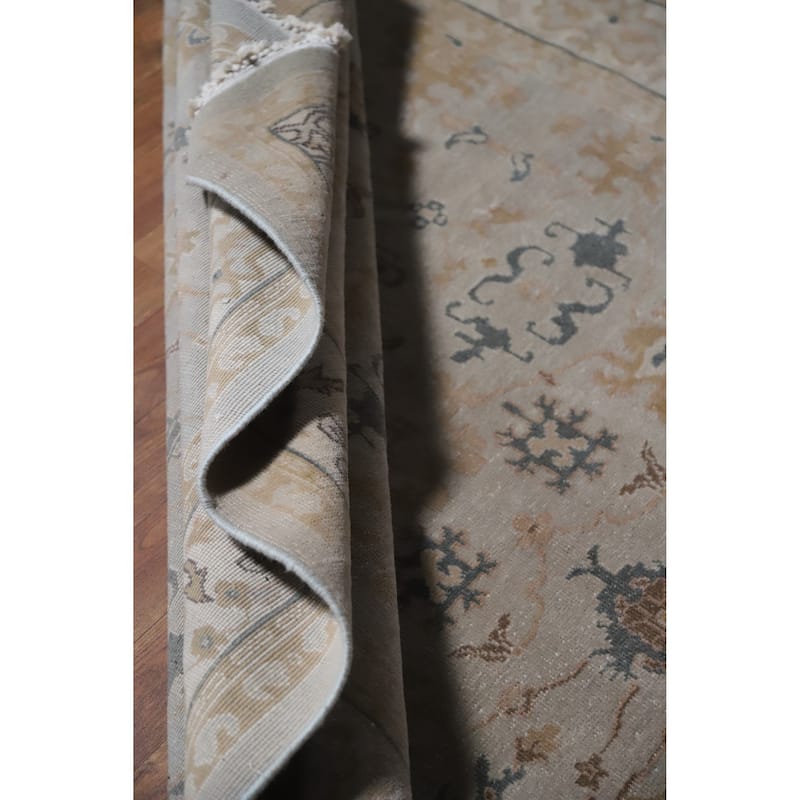Hand Knotted Oriental 100% Wool Carpet Transitional Floral Greys & Charcoal Oushak Area Rug - 6' 0'' X 5' 1''