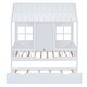 preview thumbnail 5 of 11, Twin House Bed with Trundle & Playhouse Design, Solid Wood Frame