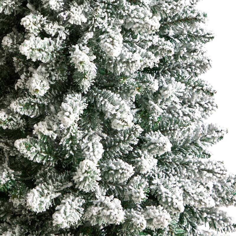 5ft Slim Artificial Christmas Tree with Lights - Winter Fir Tree, Prelit Holiday Decor, Realistic Flocked Tree - White - 60