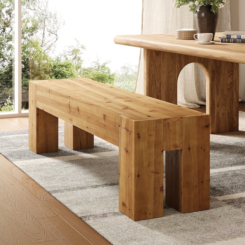 Solid Wood Dining Bench, 63" Extra Long Kitchen Table Bench for Dining Room, Kitchen, Restaurant