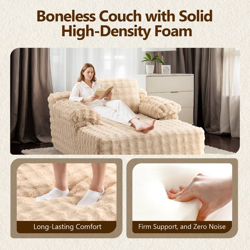 Upholstered Velvet Boneless Couch Sleeper Sofa Bed