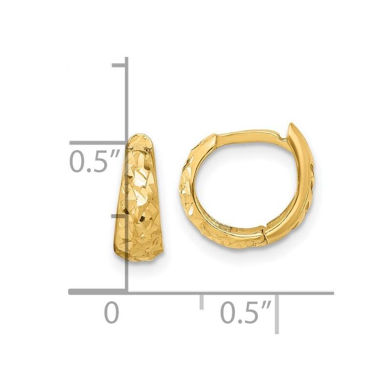 Curata 14k Yellow Gold Polished and Sparkle Cut Hoop Earrings - 11.36x11.13mm