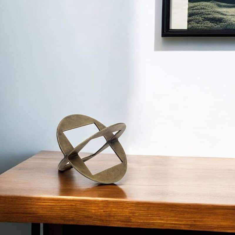 HomeRoots 6" Gold Metal Geometric Orb Tabletop Sculpture - 5' X '6' X '5