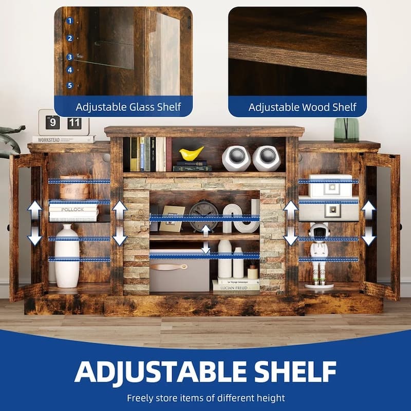 Farmhouse 59" TV Stand LED for TVs up to 65 Inch - 58 inches