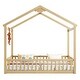 preview thumbnail 7 of 8, Natural Double Twin Size Pine Wood House Floor Bed with Fence, Guardrails, without door for Bedroom