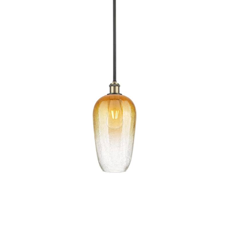 Innovations Lighting 516-1S-15-7 Brookhaven Flute Pendant Brookhaven - Black Antique Brass / Amber