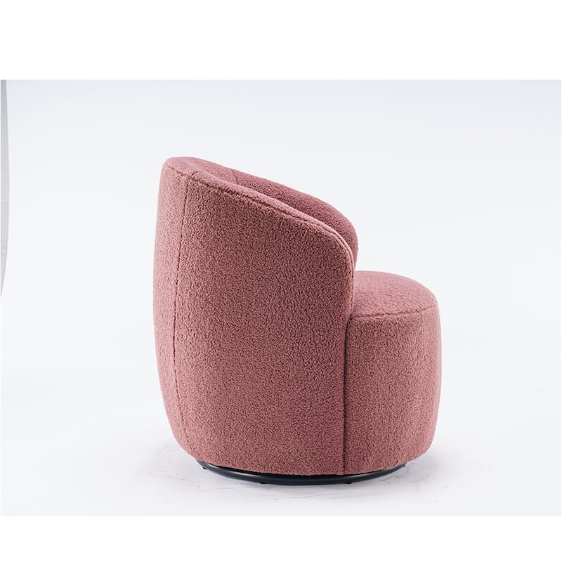 Swivel Teddy fabricaccent armchair barrel chair with black powder coating metal ring