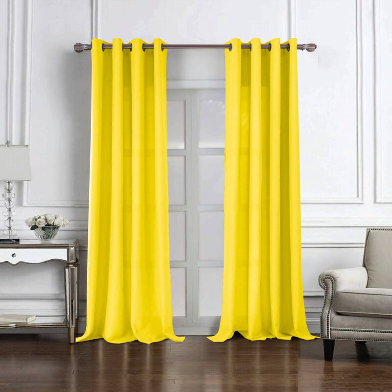 Cole Textured Grommet Window Curtain Panel 90" - Yellow