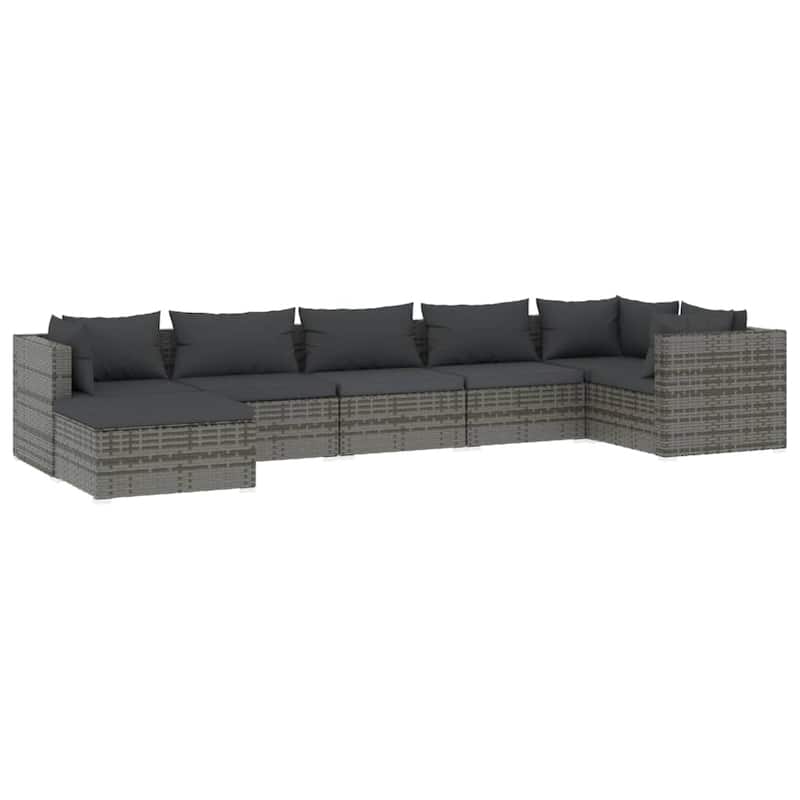 vidaXL Patio Lounge Set Outdoor Sectional Sofa Set Table Garden Poly Rattan - 27.6" x 27.6" x 23.8"