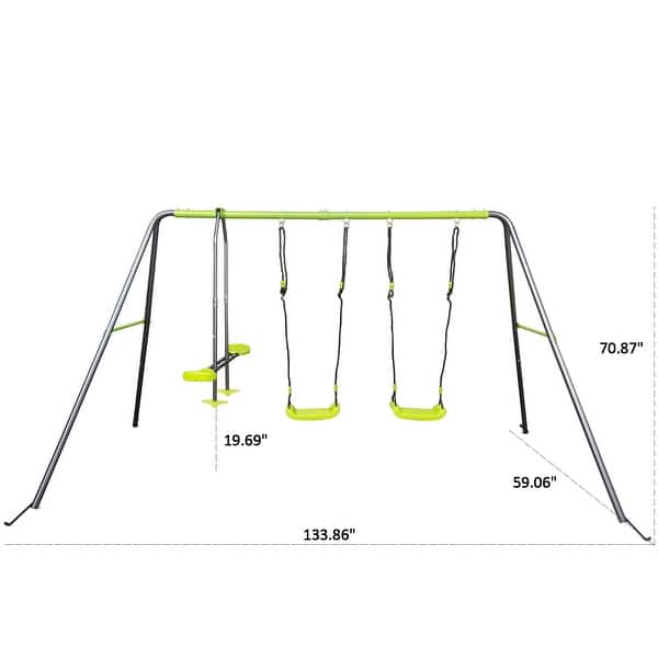 3 in 1 Outdoor Playground Metal Children Swing Set with for Age 3 Up