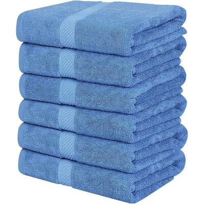 6 Pack Medium Bath Towel Set, Ring Spun Cotton (24 x 48 Inches) Medium Lightweight