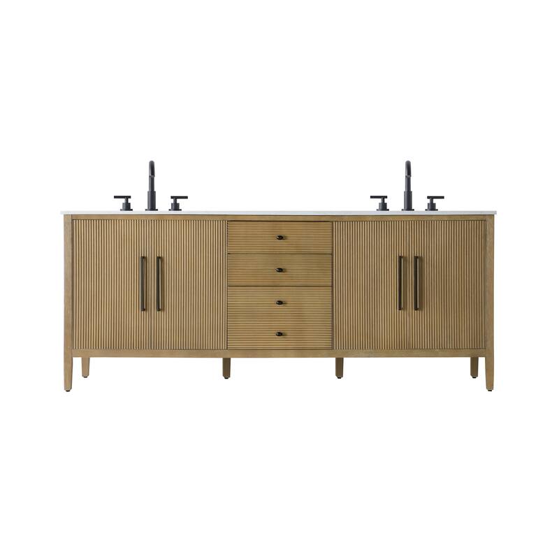 Elegant Lighting VF29684D Blakely 84" Free Standing Double Basin - Linen Oak