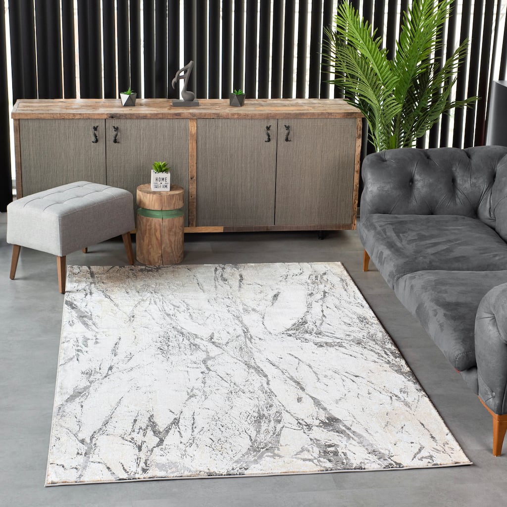 MDA Rugs Bowman Abstract Ivory/Gray Area Rug