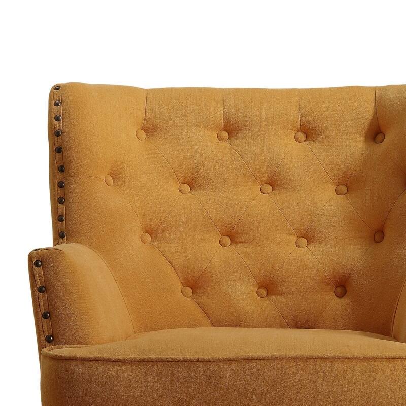 Moser Bay Mignon Velvet / Linen 30'' Wide Tufted Wingback Accent Chair