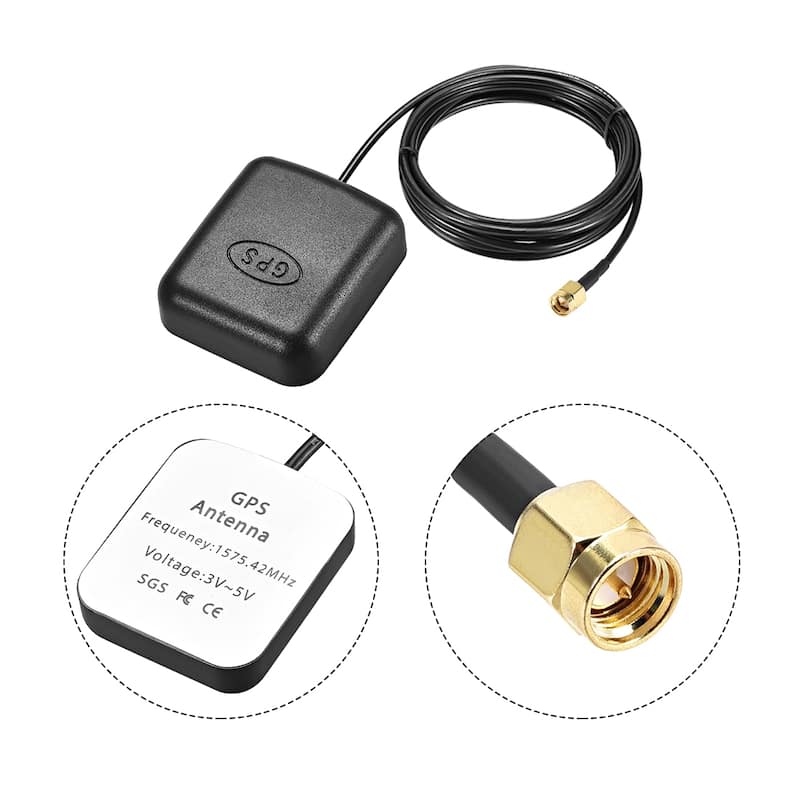 GPS Active Antenna SMA Male Plug 34dB Magnetic Mount 3 Meters Wire M - M 3.0M/9.8Ft