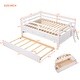 preview thumbnail 25 of 68, Low Loft Bed with Safety Fence, Climbing Ladder, Storage Drawers and Trundle Solid Wood Bed
