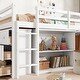 preview thumbnail 5 of 10, Twin Loft Bed w/ Stroage Case & Drawer Cabinet, Shelf Cabinet, Pulling - Out Desk, Rubber Wood Loft Bed w/ Ladder, White