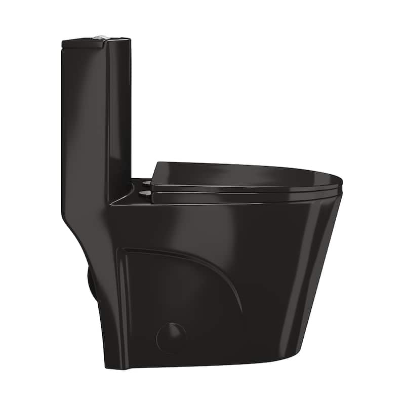 St. Tropez One Piece Elongated Toilet Vortex Flush In Glossy Black 1.1/1.6 Gpf - 26.5" x 16.0" x 31.0"