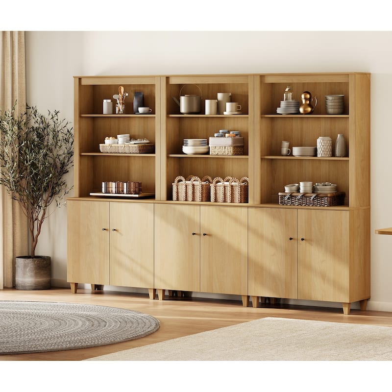 Modern 71" Tall Pantry Cabinet with Doors & Shelves for Dining Room