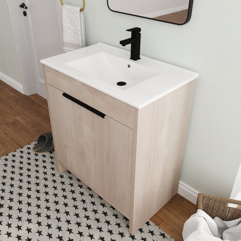 BNK 24/30/36 inch Freestanding Single Sink Bathroom Vanity with Soft Close Door and 1 adjustable shelf