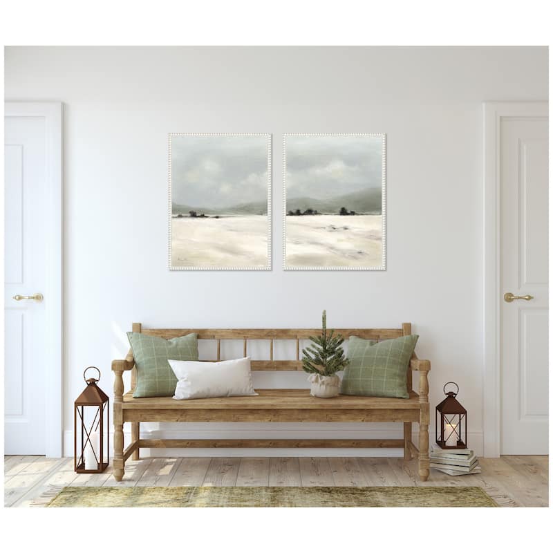 Kate and Laurel Sylvie Beaded December Mist - 2 Piece Framed Canvas Art Set by Mackenzie Nelson