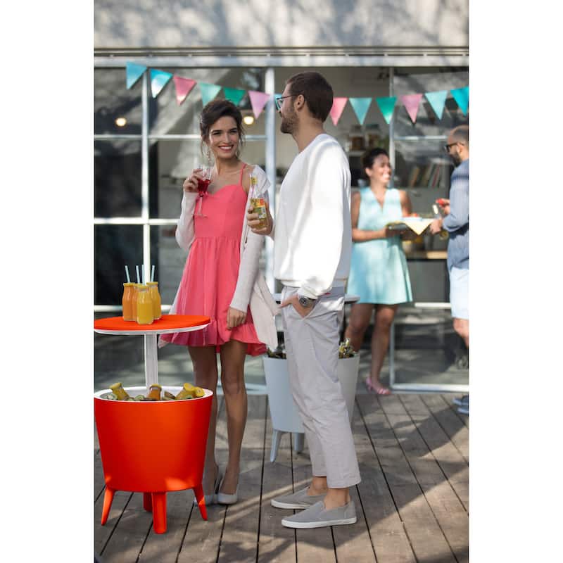 Keter Cool Bar Indoor Outdoor Patio Beverage Cooler and Bar Pop-Up Side Table