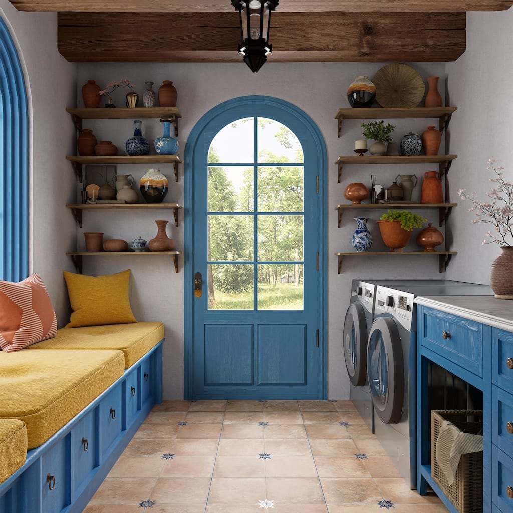 Merola Tile Kings Nonna with Blue Star 17-7/8" x 17-7/8" Porcelain Floor and Wall Tile