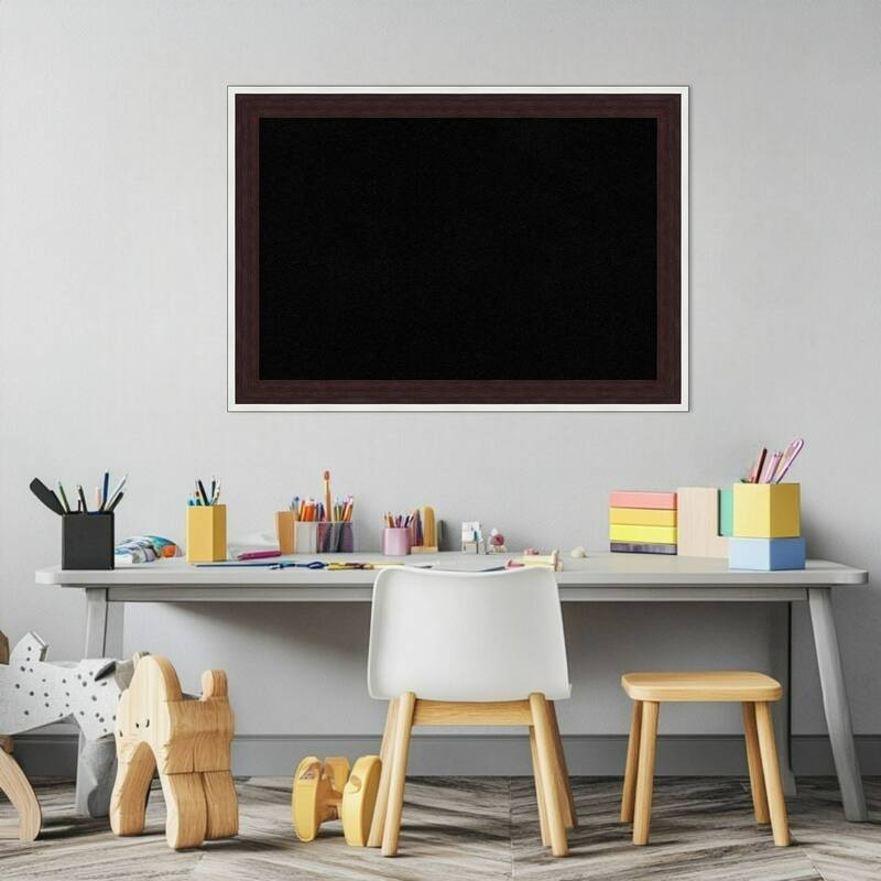 Maya Espresso Silver Framed Cork Board - Bulletin Board, Organization Board, Pin Board