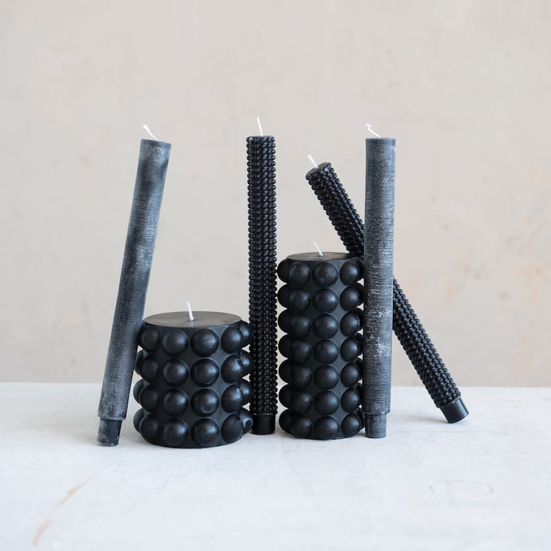 Unscented Hobnail Taper Candles in Box - 1.0"L x 1.0"W x 10.0"H