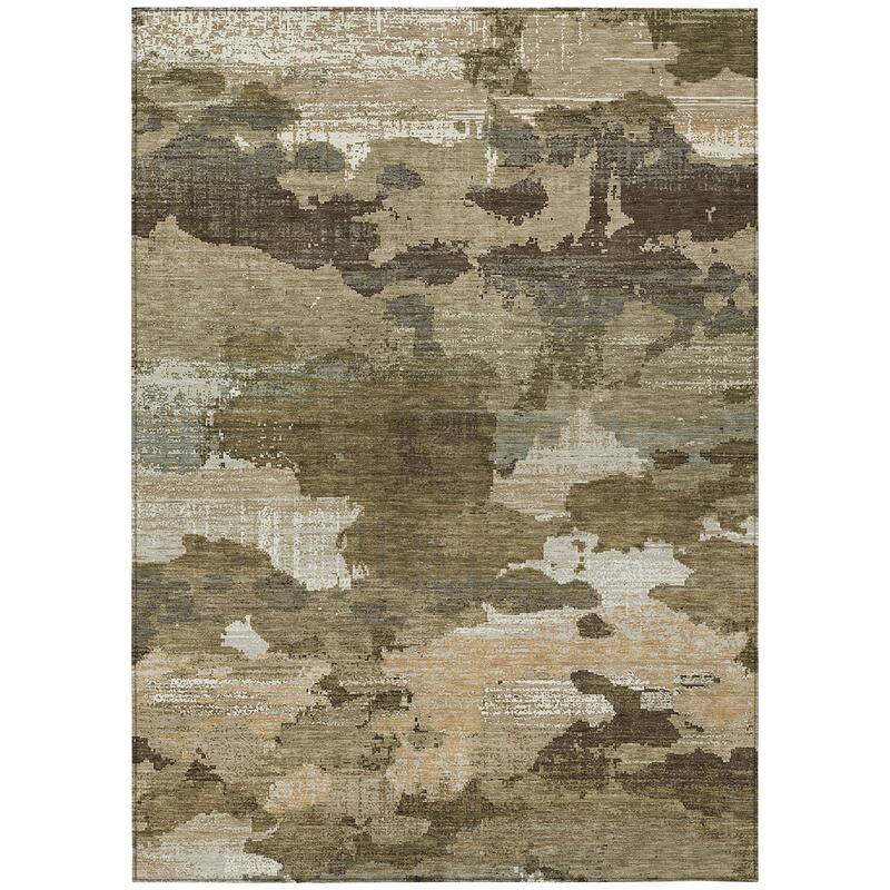 Machine Washable Indoor/ Outdoor Abstract Casual Chantille Rug