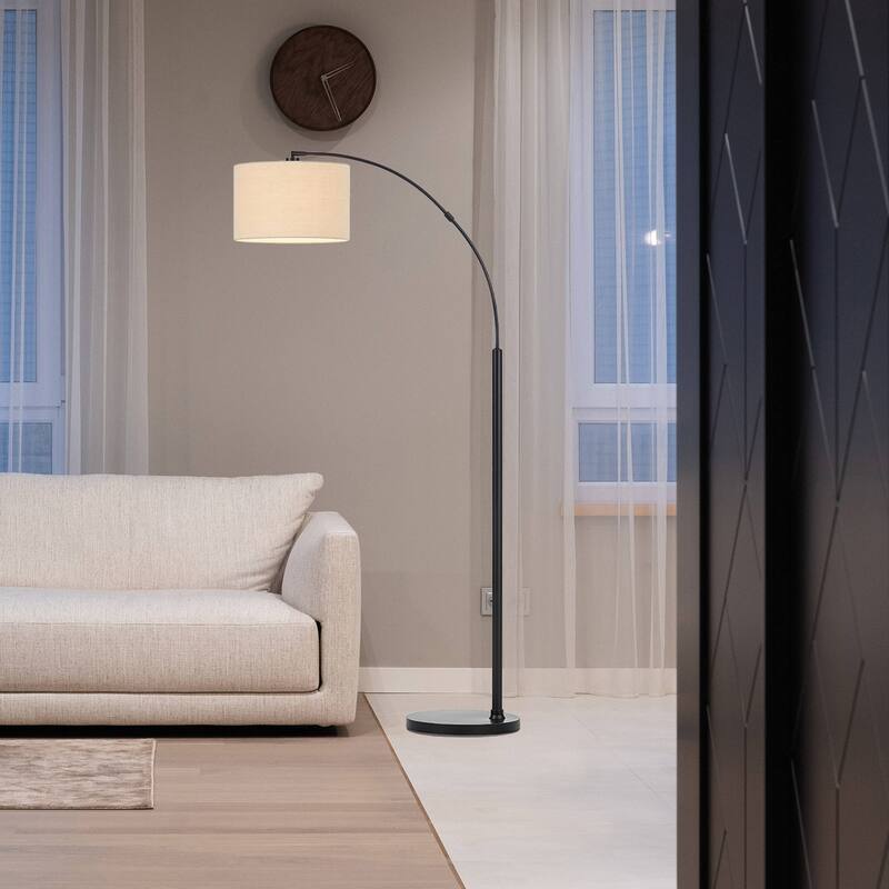 KAWOTI 70" Arched Floor Lamp with Beige Fabric Lamp Shade