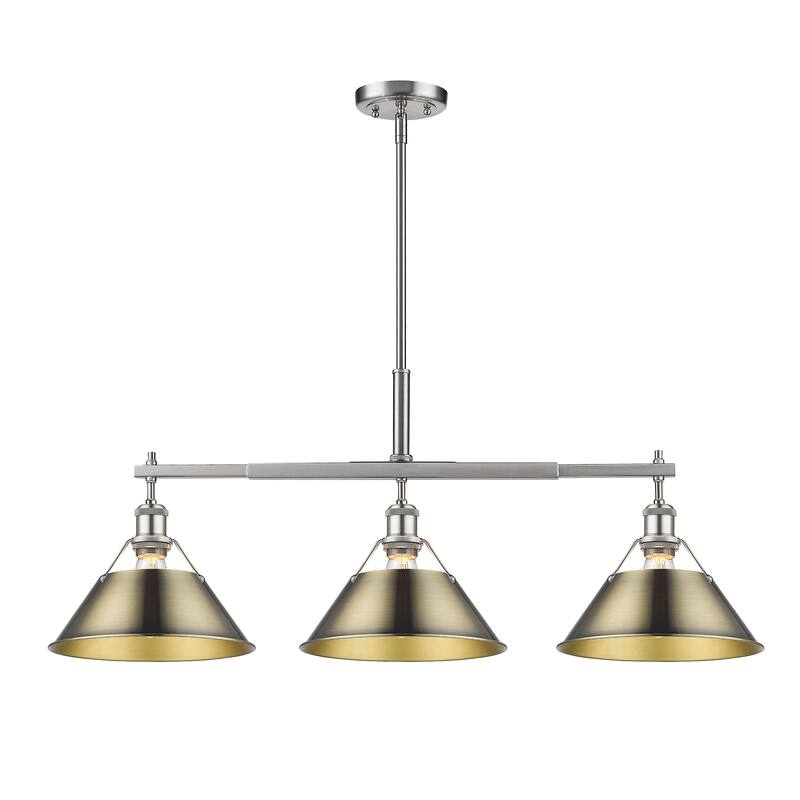 Orwell 3-Light Linear Pendant in Pewter with Aged Brass - Silver