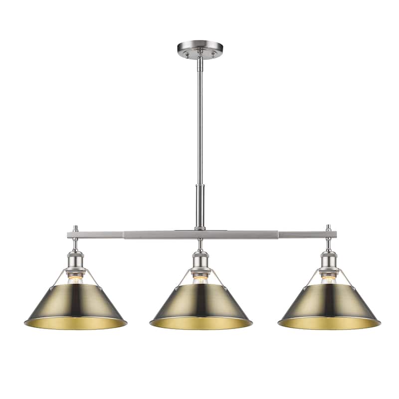 Yep by Golden Lighting Orwell 3-light Island Light in Pewter and Aged Brass shade - Silver
