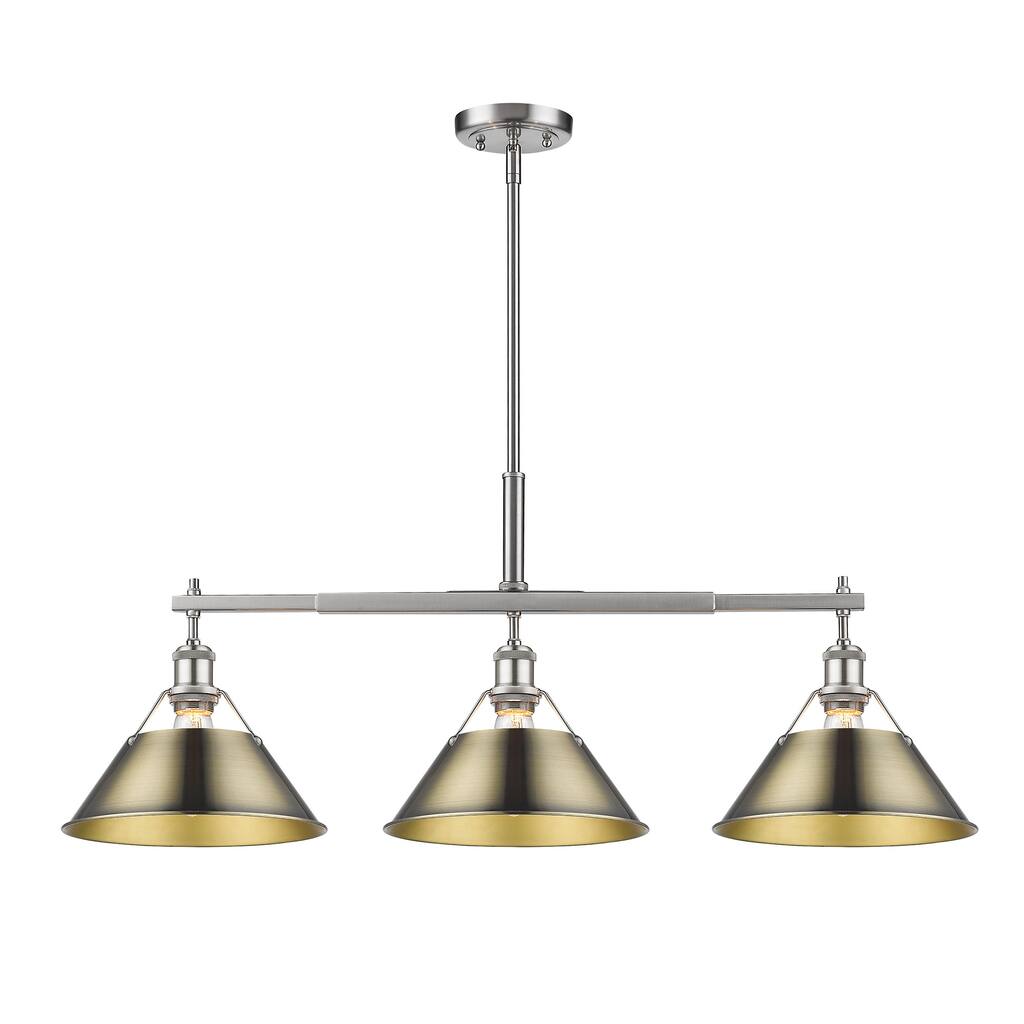 Yep by Golden Lighting Orwell 3-light Island Light in Pewter and Aged Brass shade - Silver