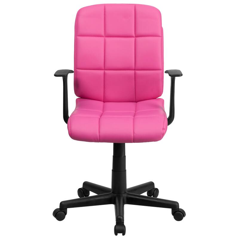 Mid-Back Quilted Vinyl Swivel Task Office Chair with Arms