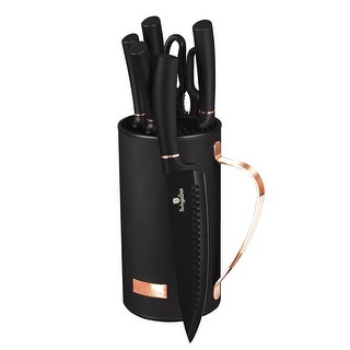 Berlinger Haus 7-Piece Knife Set with Mobile Stand Black Rose Collection