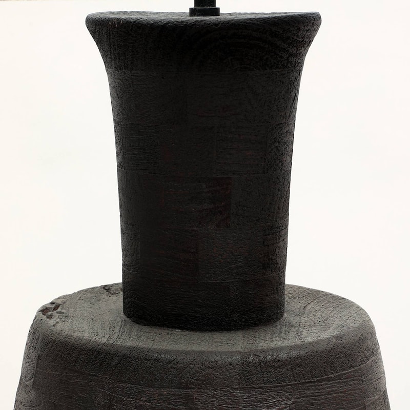 Handcrafted Artisanal Decorative Table Lamp with Wooden Base For Living Room-Bedroom-Home Decor-Tabletop-16.5X16.5X29"