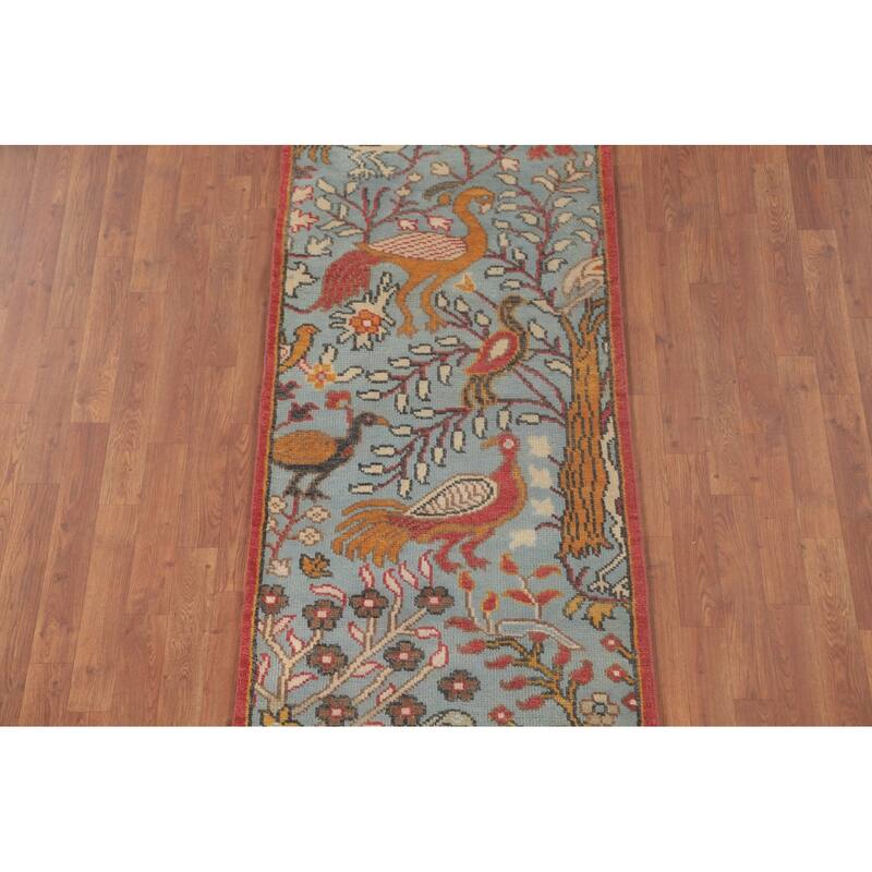 Animal Pictorial Ziegler Runner Rug Hand-Knotted Wool Carpet - 2'7"x 8'0"