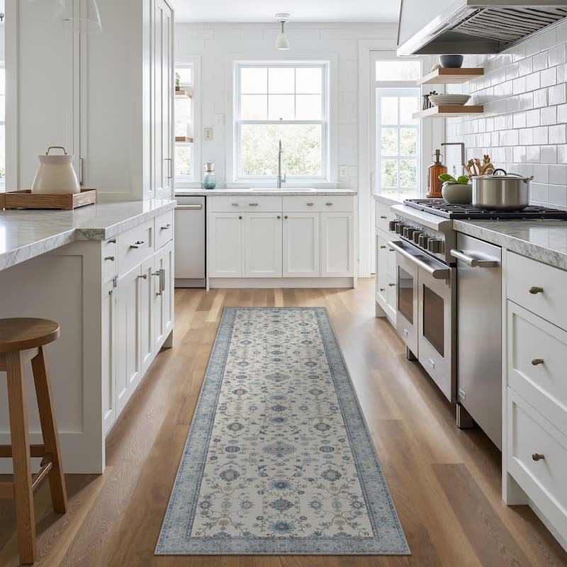 Mcow Low Pile Machine Washable Non-Slip Area Rug - Blue - 2'X10' - Rectangle