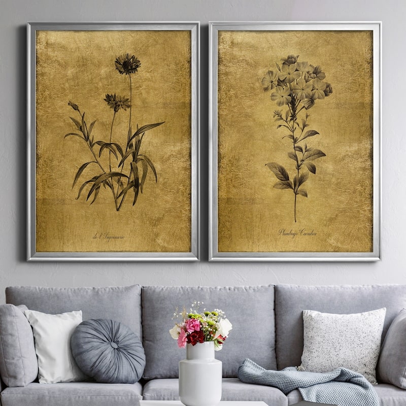 Gold Sketch Botanical I Premium Framed Print - Ready to Hang - Multi-Color