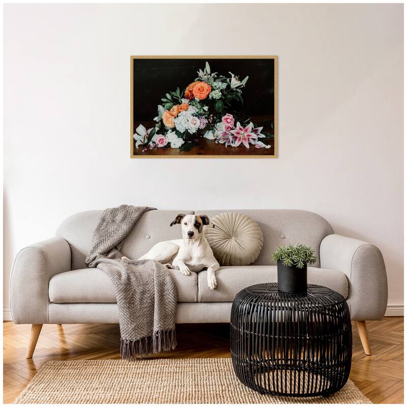 Kate and Laurel Sylvie Moody Bouquet Framed Canvas by Alicia Abla
