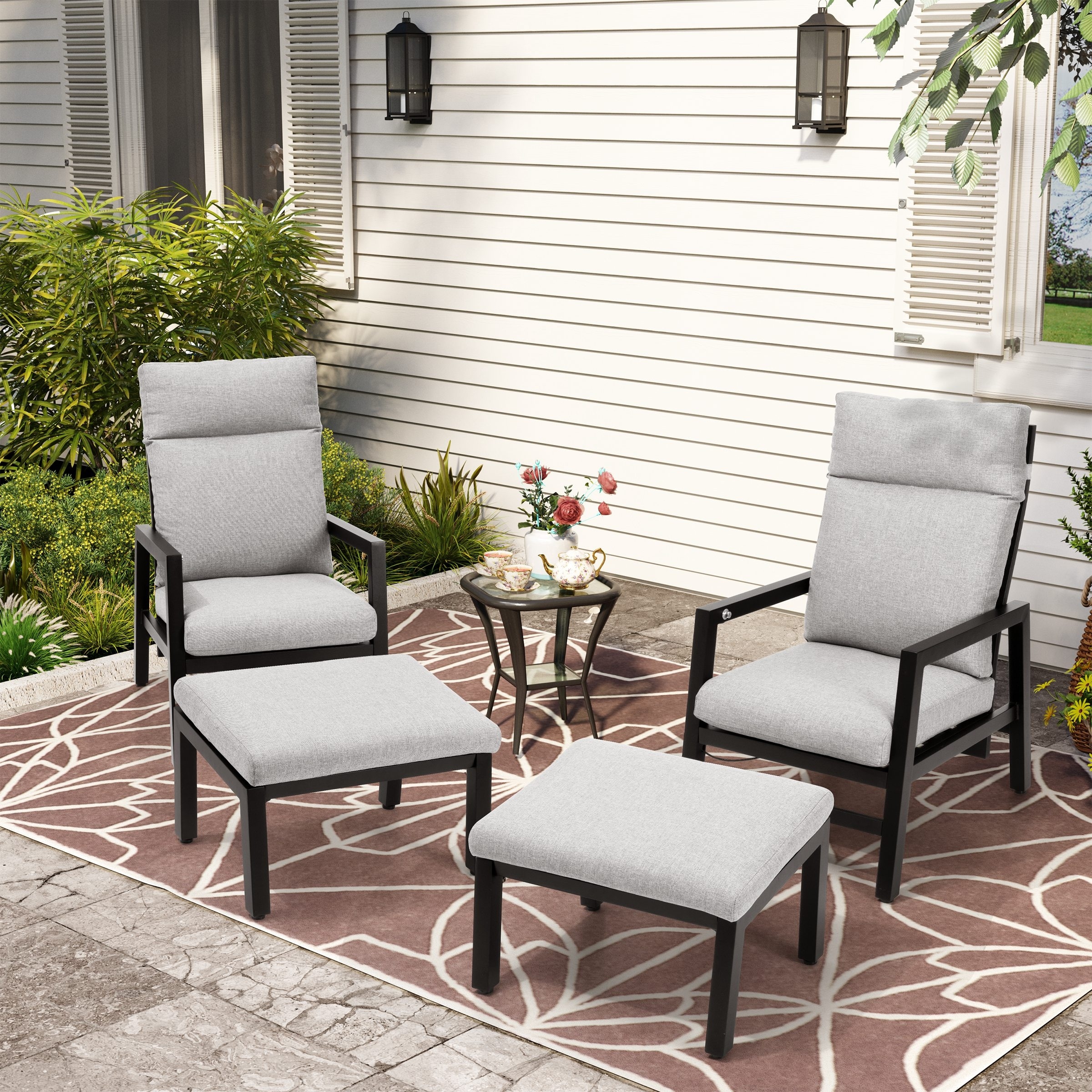 Patio chair with hotsell cushion and ottoman